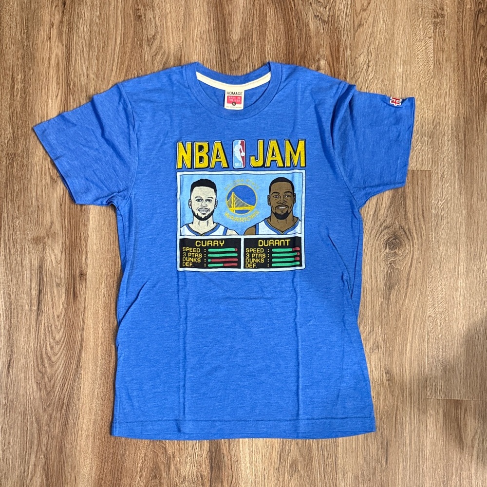 HOMAGE Golden State Warriors NBA Jam Tee Shirt (Curry & Durant) - Small